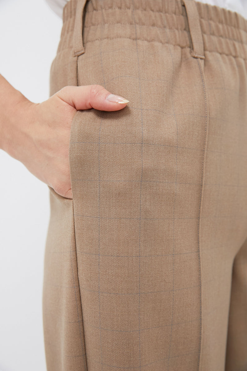 Light Brown Plaid Straight Leg Louis Pants