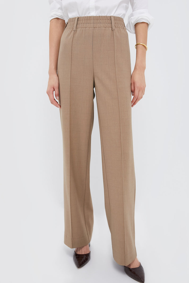 Light Brown Plaid Straight Leg Louis Pants