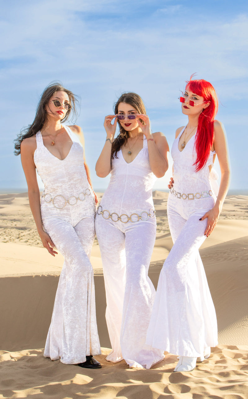 White Crush Velvet Tigra Jumpsuit