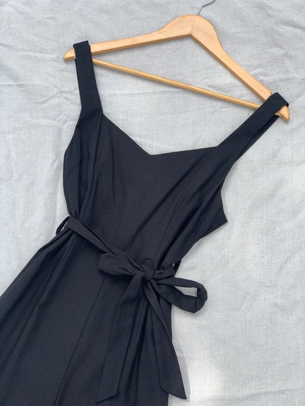 Roma Linen Black Jumpsuit