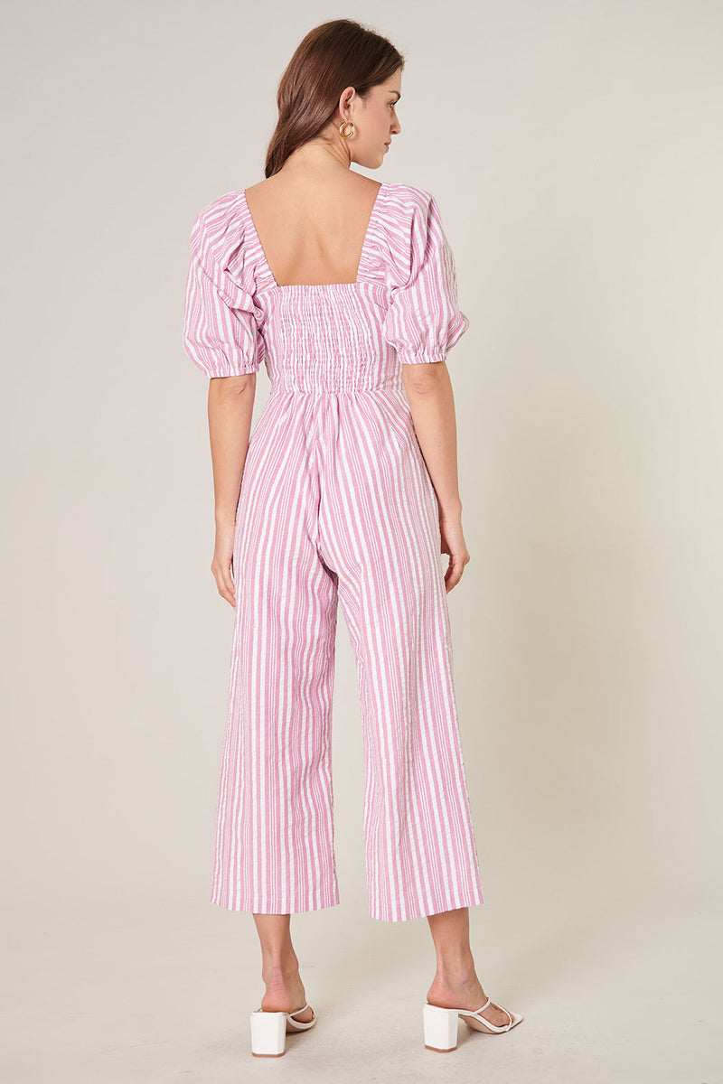 Jermaine Striped Cut Out Tie Front Jumpsuit