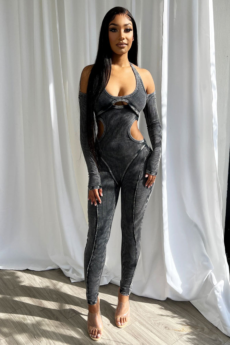 Demi Mineral Washed Cutout Jumpsuit