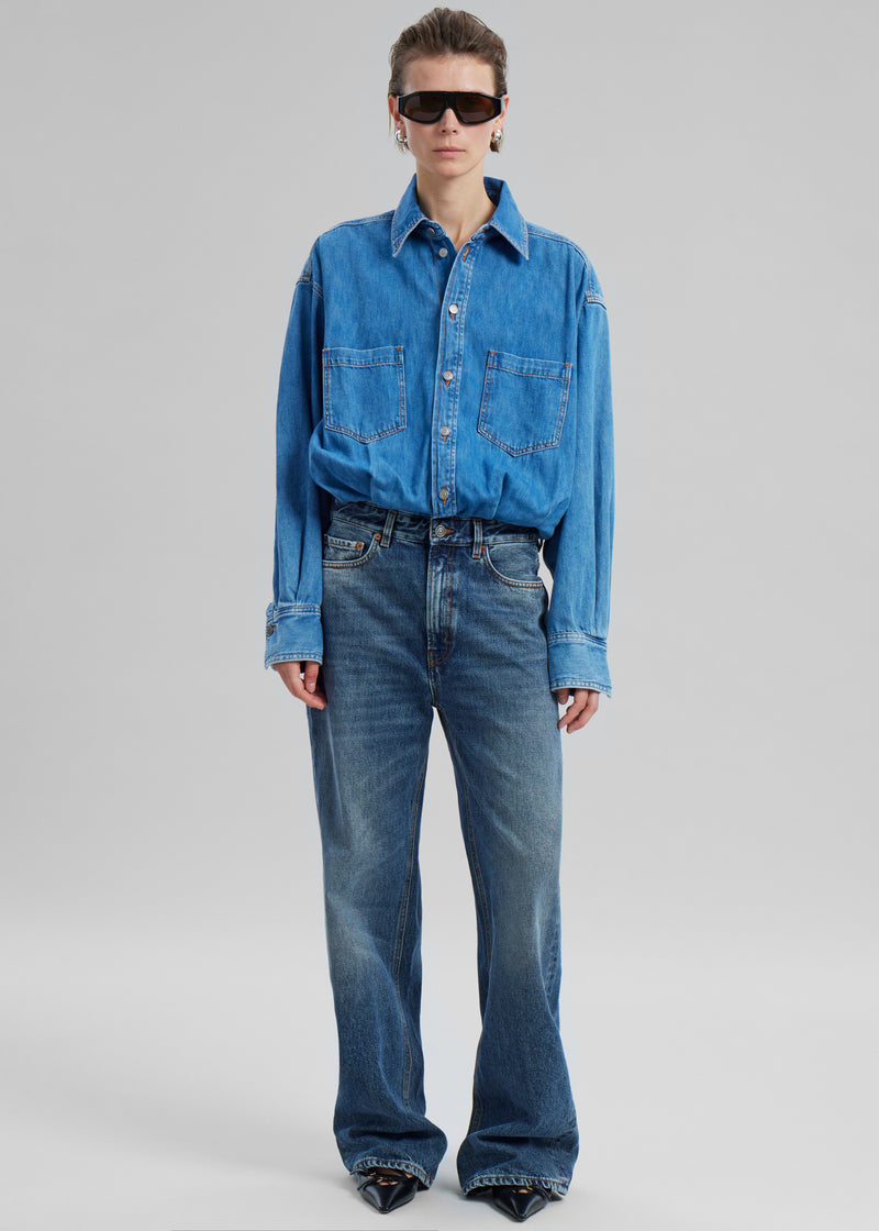 Haikure Tilda Two Tone Denim Jumpsuit - Piano Blue