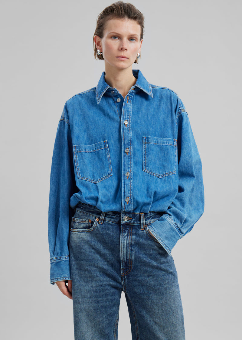 Haikure Tilda Two Tone Denim Jumpsuit - Piano Blue