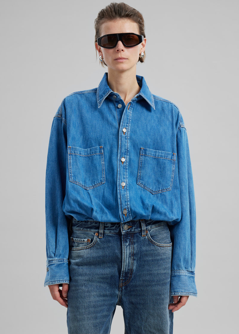 Haikure Tilda Two Tone Denim Jumpsuit - Piano Blue