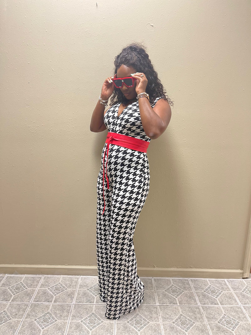 Pretty in Houndstooth Jumpsuit(up to XL)