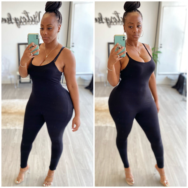 Stretch Seamless Ribbed Spaghetti Strap Jumpsuit