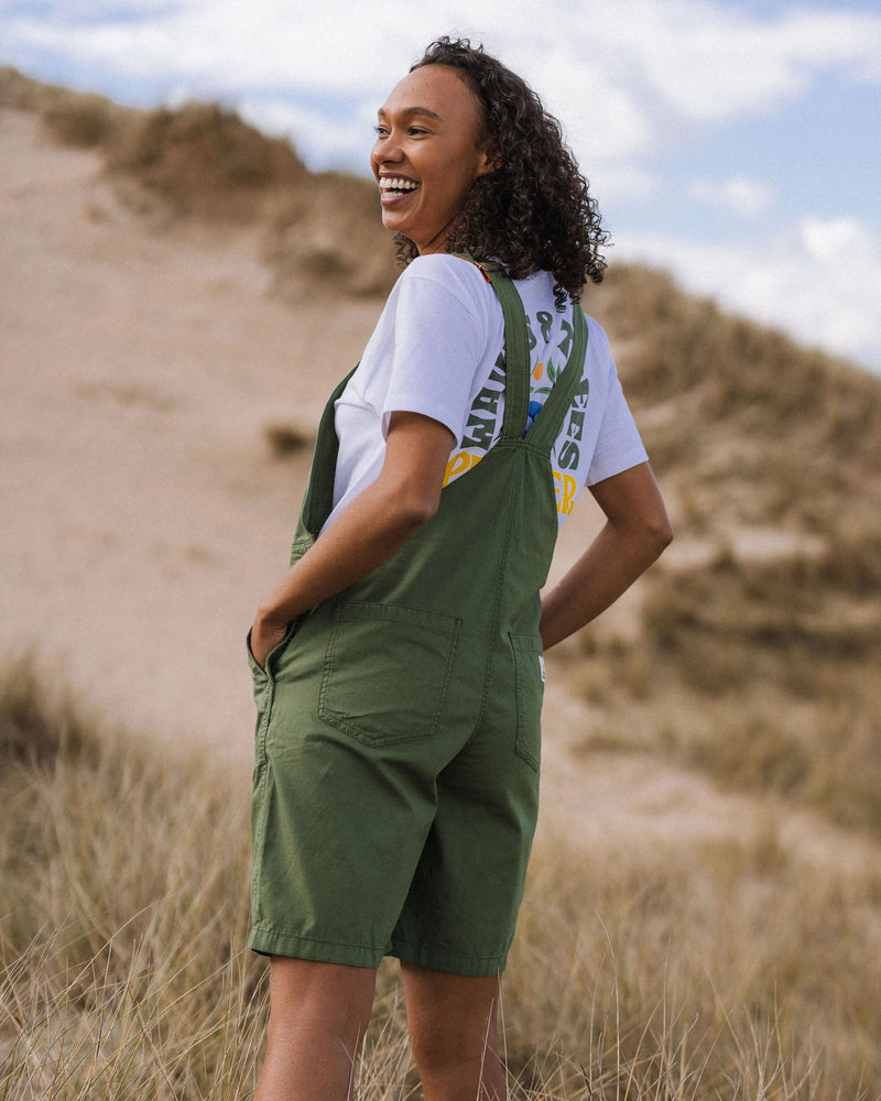 Shuffle Light Short Dungarees - Wild Green