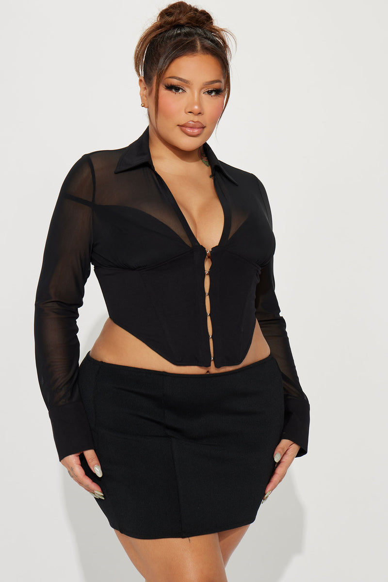 Secret's Out Mesh Corset Top - Black