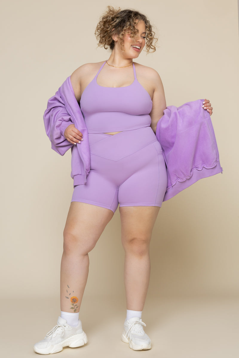 Crisscross Hourglass® Midi Short with Pockets - Mystic Purple