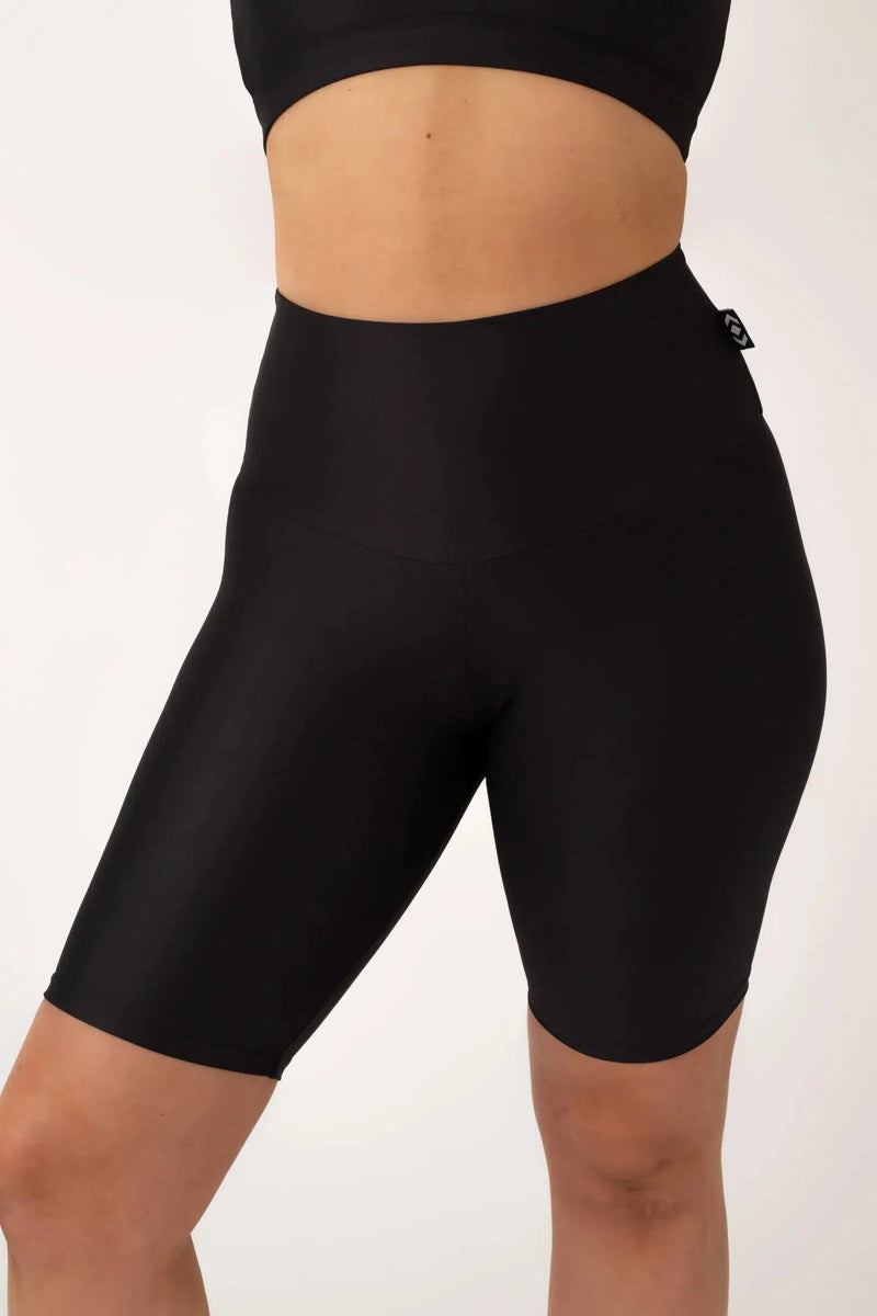 Performance High Waisted Long Shorts - Black
