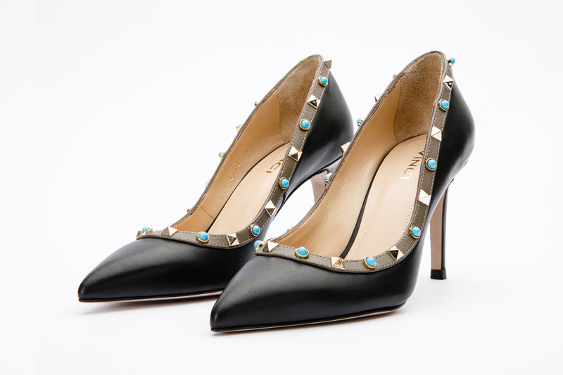The Tikapur Black Leather Pump Women Shoe