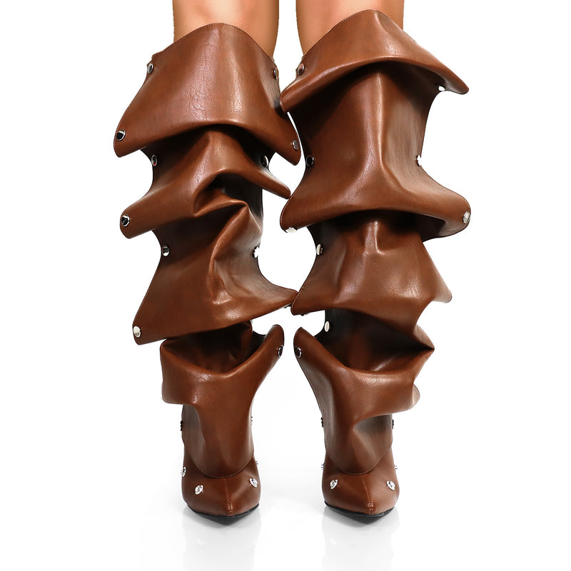 Stiletto High Heel Slouchy Boot Pointed Toe Mid Calf Fashion Detachable Shoes