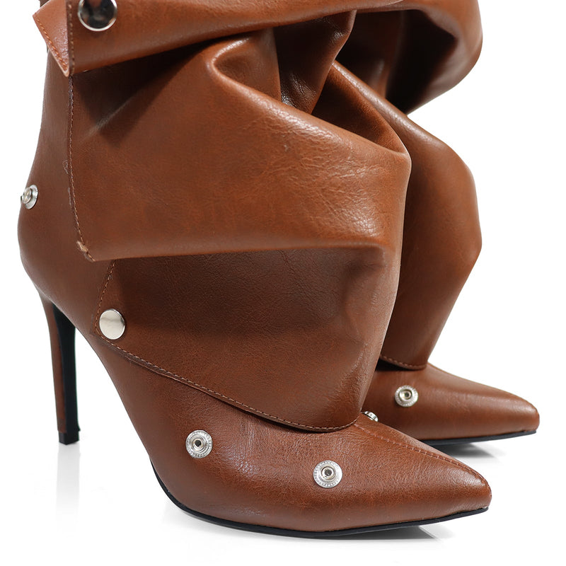 Stiletto High Heel Slouchy Boot Pointed Toe Mid Calf Fashion Detachable Shoes