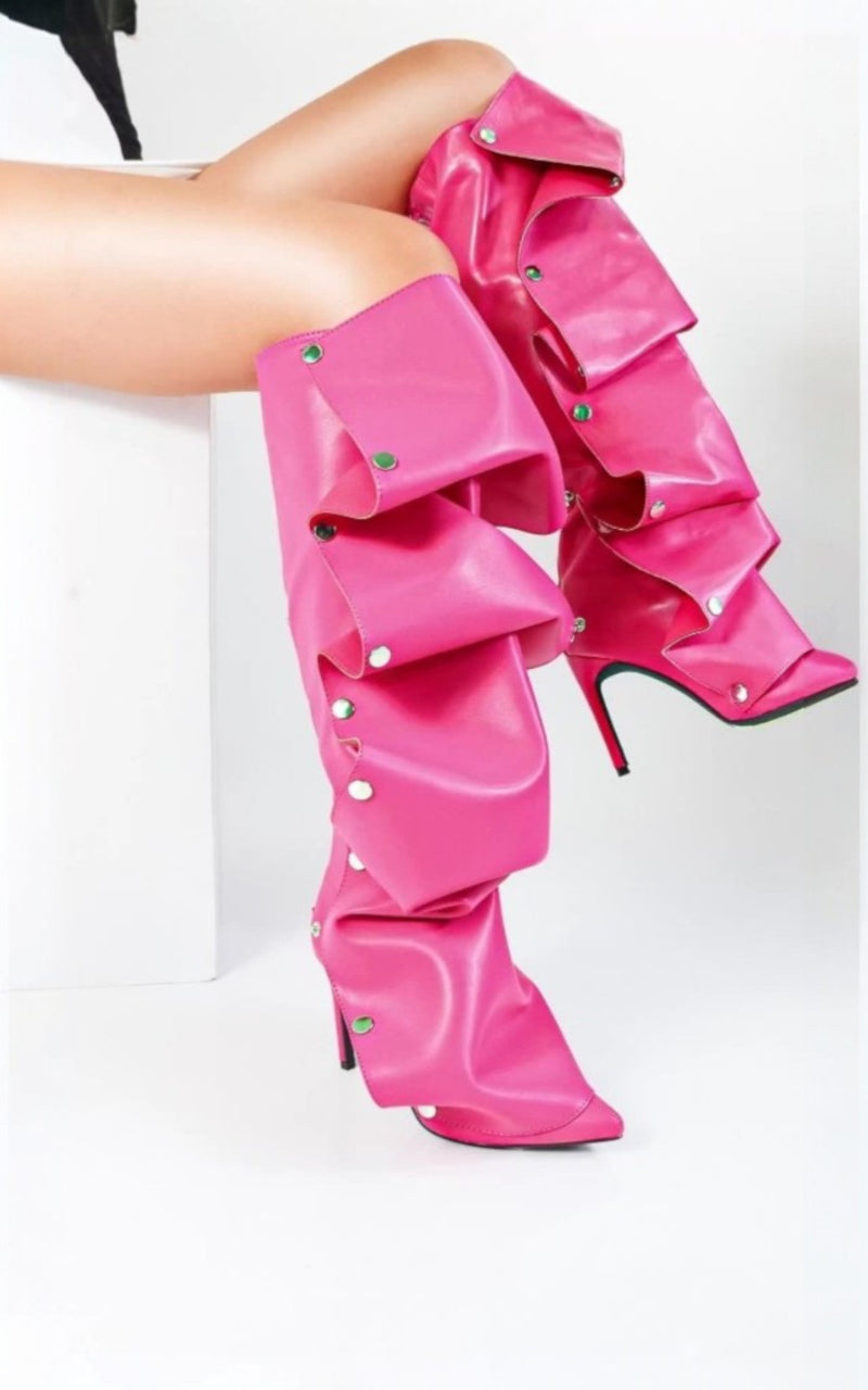 Stiletto High Heel Slouchy Boot Pointed Toe Mid Calf Fashion Detachable Shoes