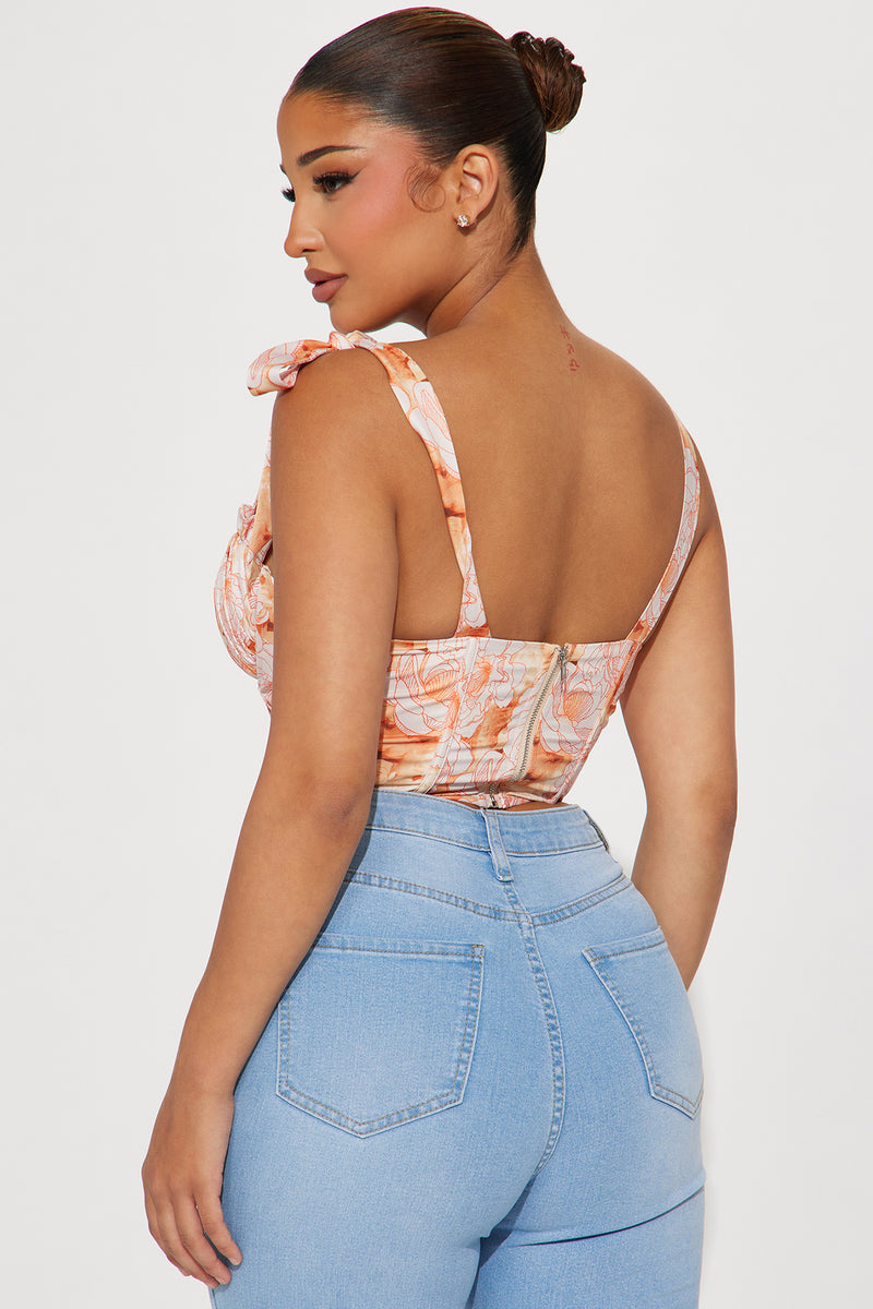 Perfect Picnics Floral Corset Top - Orange/combo