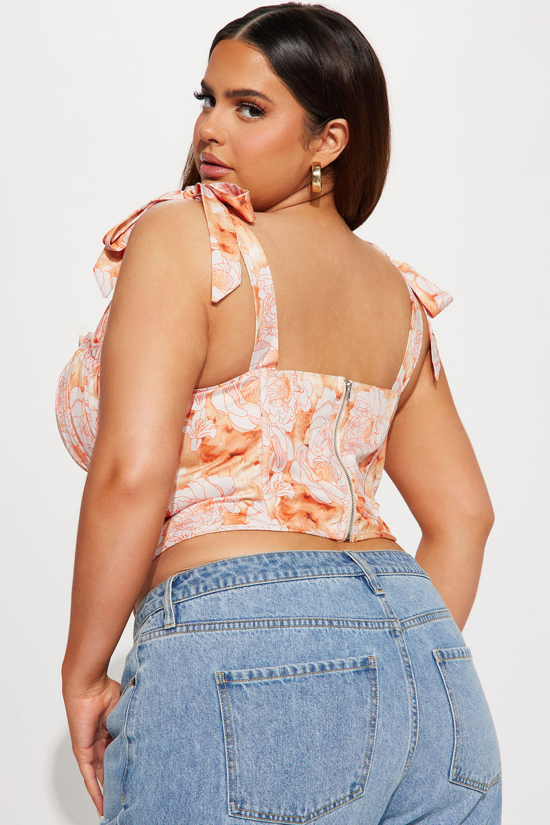Perfect Picnics Floral Corset Top - Orange/combo