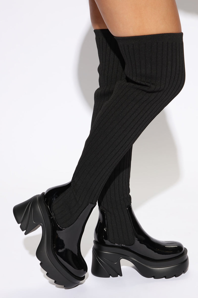 Whole Lotta Love Over The Knee Boots - Black