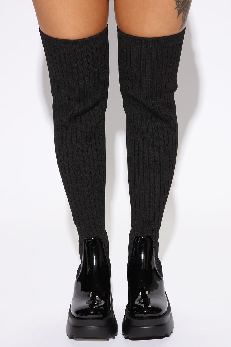 Whole Lotta Love Over The Knee Boots - Black