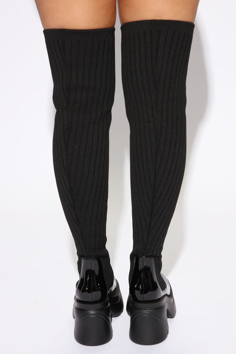 Whole Lotta Love Over The Knee Boots - Black