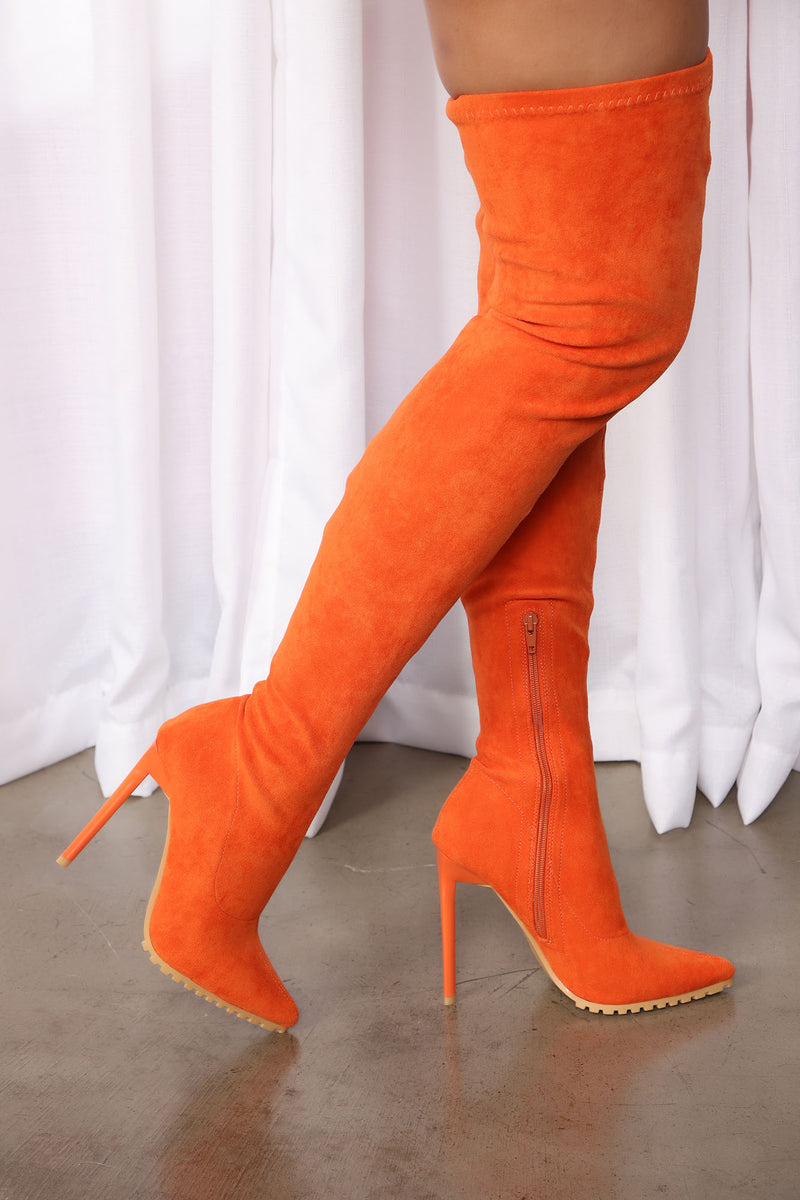 Extra Attention Over The Knee Boots - Orange