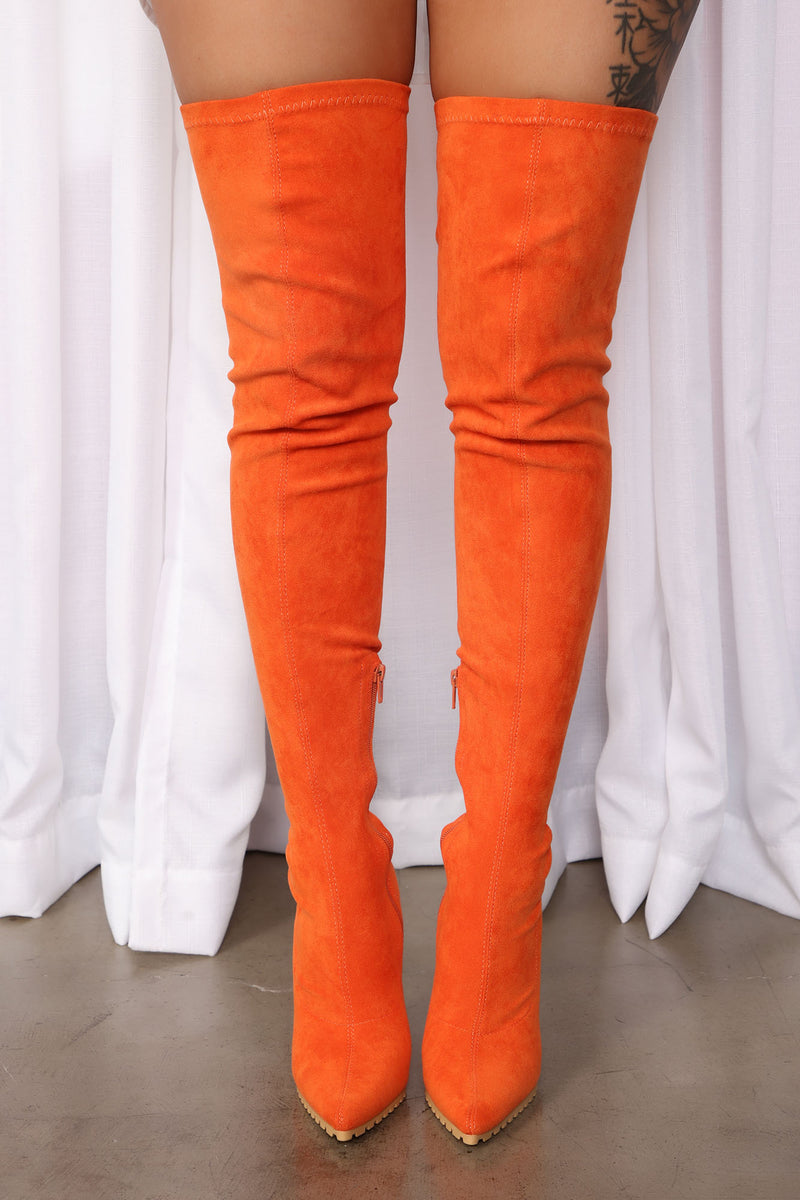 Extra Attention Over The Knee Boots - Orange