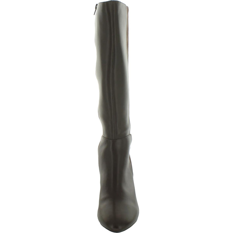 Sacaria Womens Faux Leather Block Heel Knee-High Boots