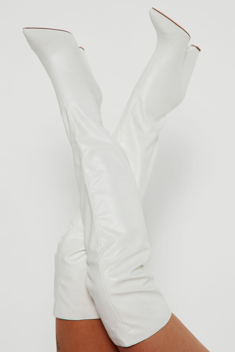 Different Type Of Girl Thigh High Boots - White