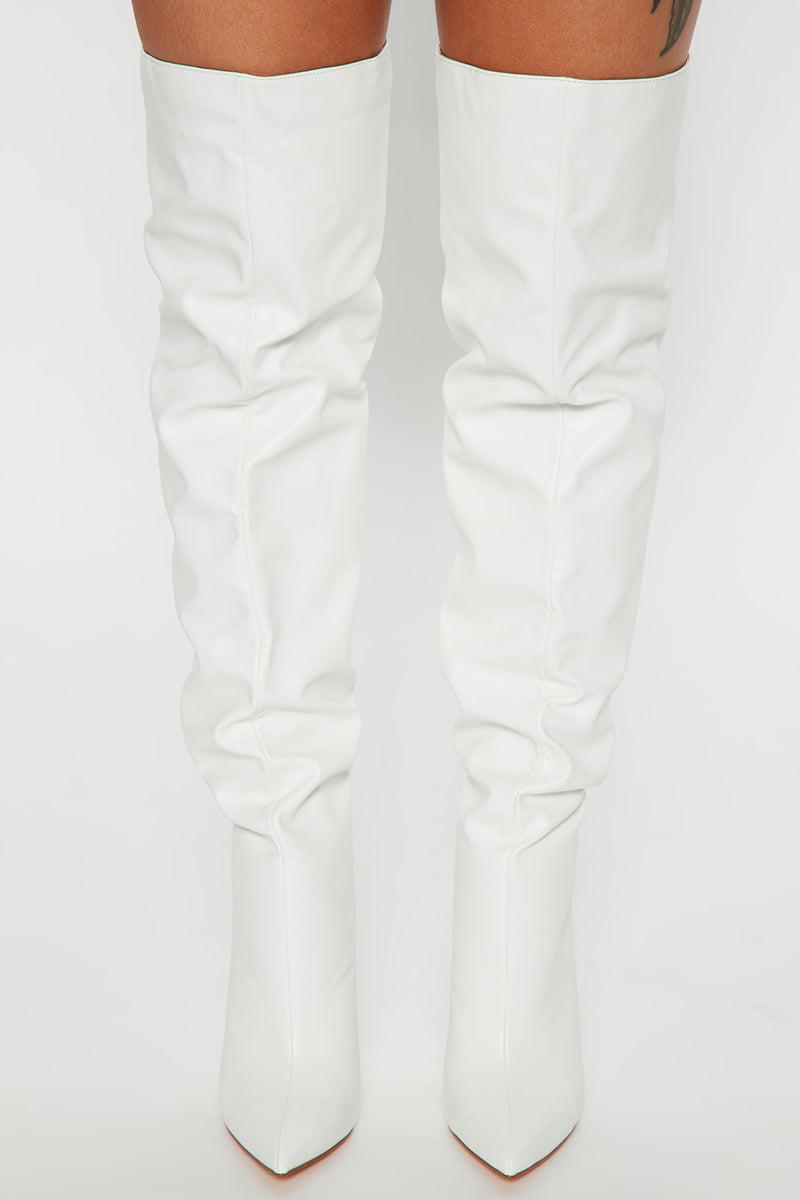 Different Type Of Girl Thigh High Boots - White