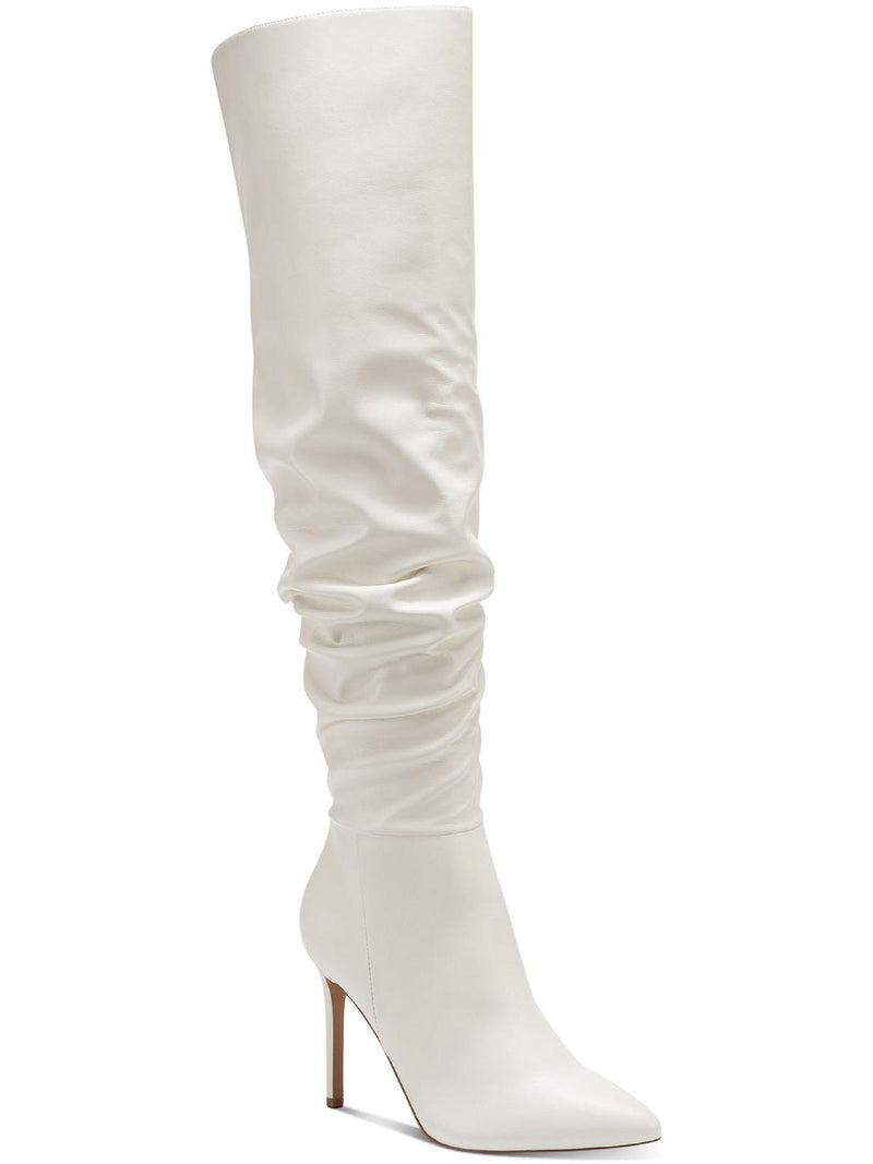 Iyonna Womens Slouchy Faux Leather Over-The-Knee Boots
