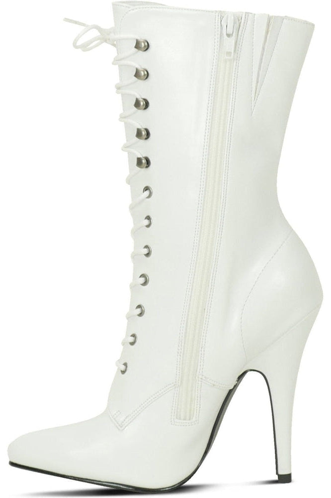 6375-Granny Mid Calf Ankle Boot | Faux Leather