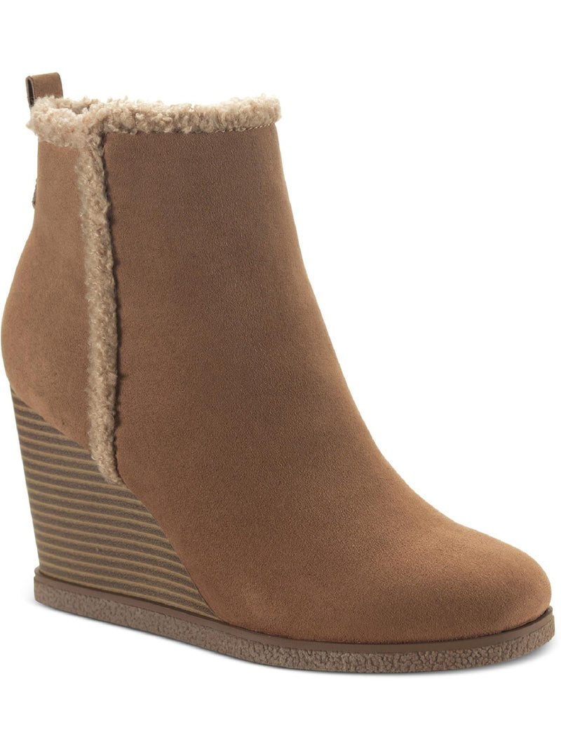 Camillia F Womens Faux Suede Ankle Wedge Boots