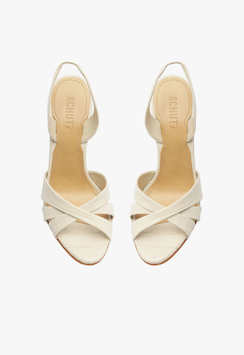 Keefa Crocodile-Embossed Leather Sandal