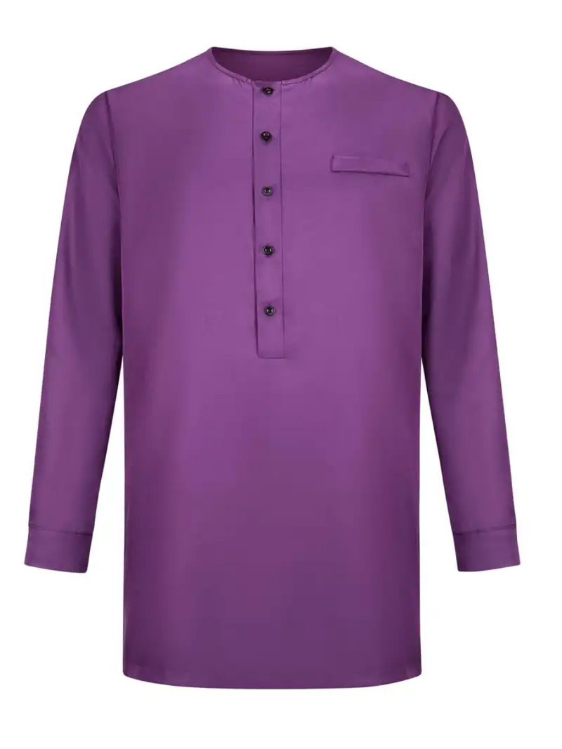 Plus Size African Plain Purple Long Sleeve Men's Set
