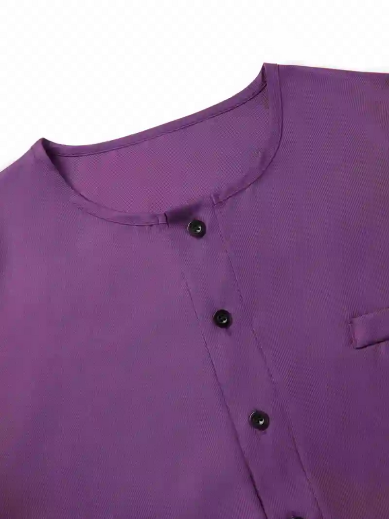 Plus Size African Plain Purple Long Sleeve Men's Set
