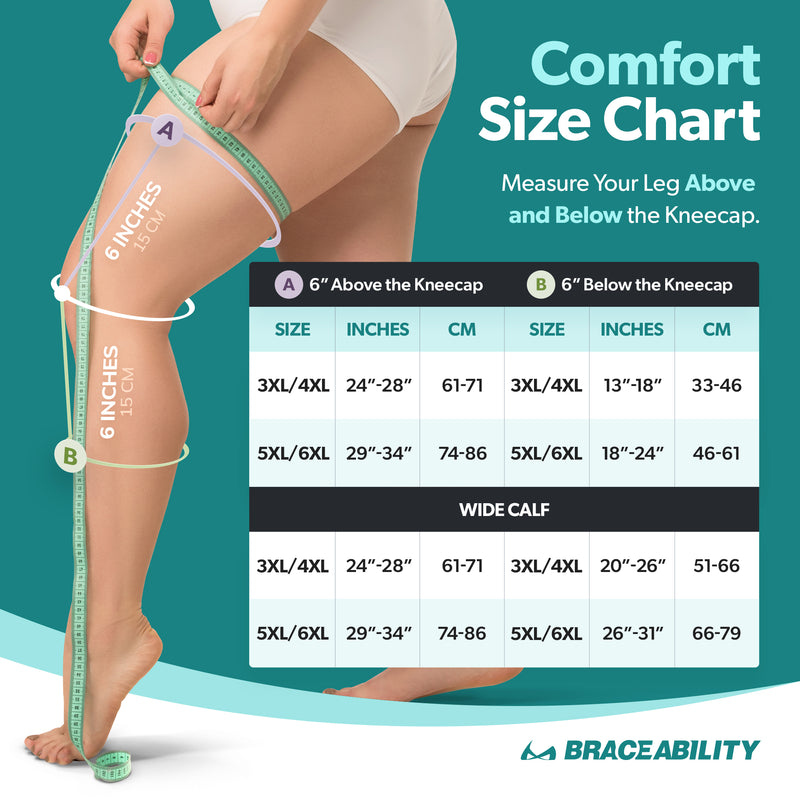 Plus Size Compression Knee Sleeve – Support Brace for Osteoarthritis, Bursitis, Swelling, and Meniscus Tears