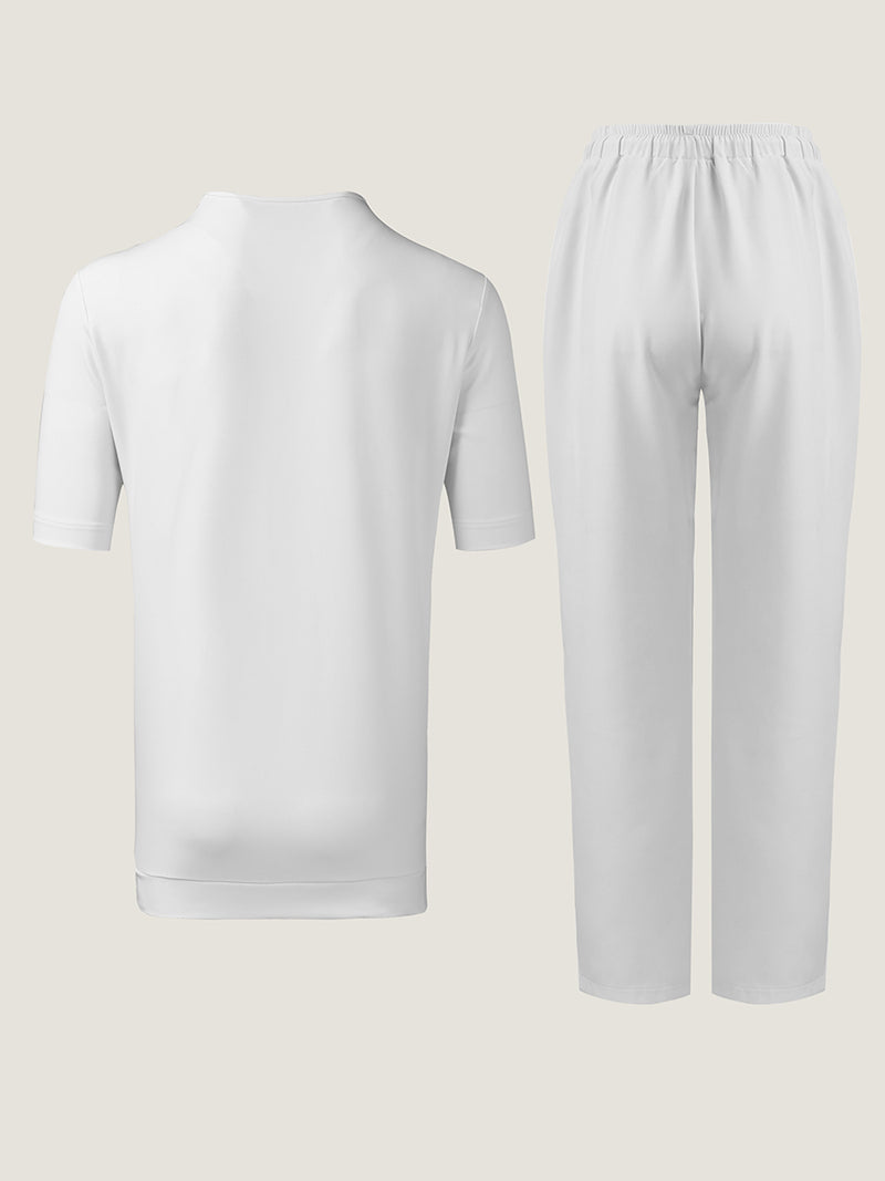 Plus Size Metal Detail Short Sleeve Men's Set