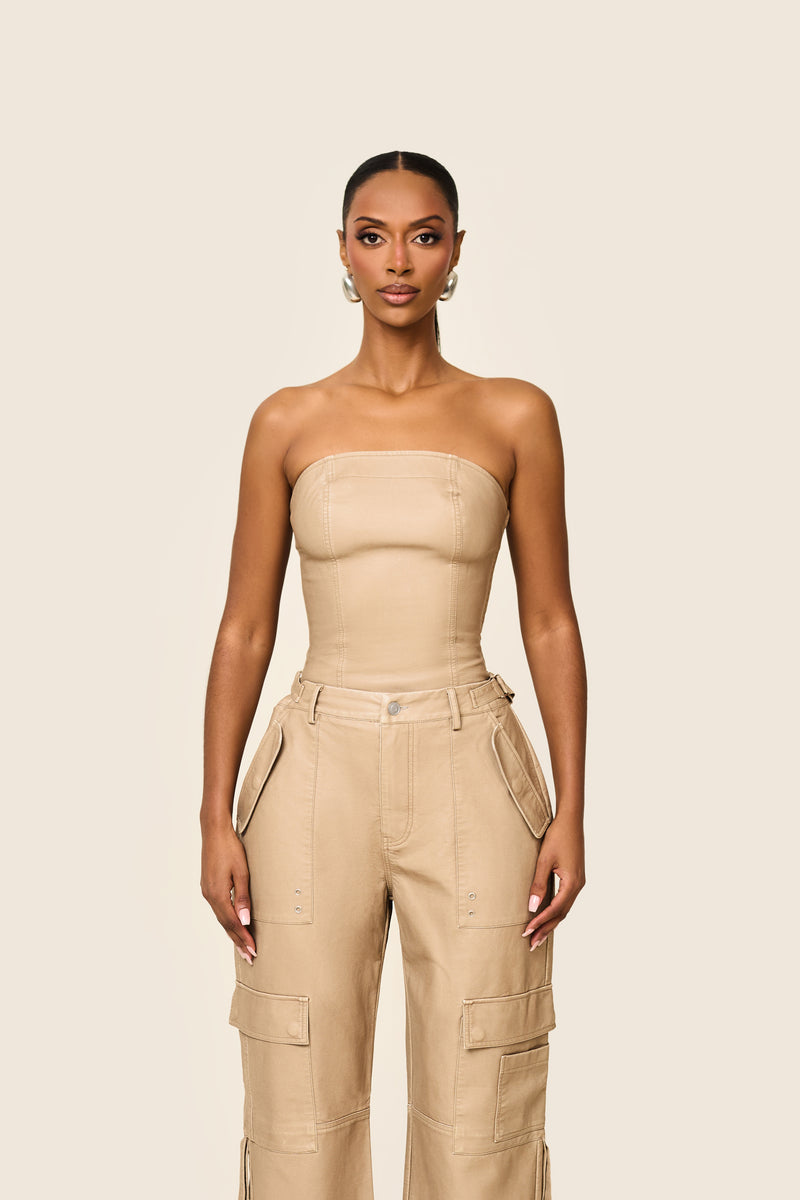 The Zeda Corset in Light Brown Wash