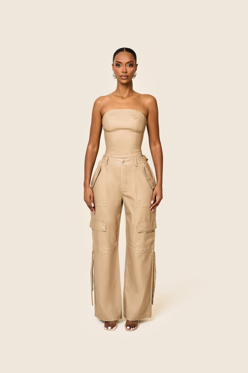 The Zeda Corset in Light Brown Wash