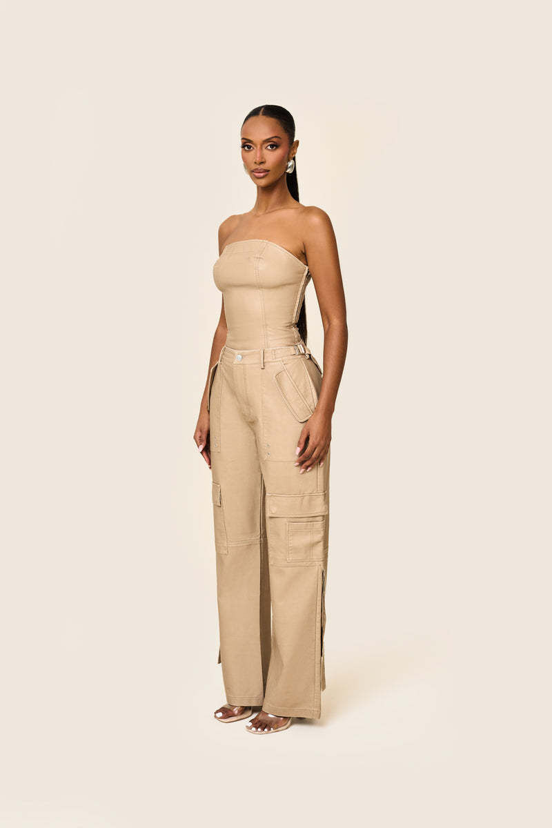 The Zeda Corset in Light Brown Wash