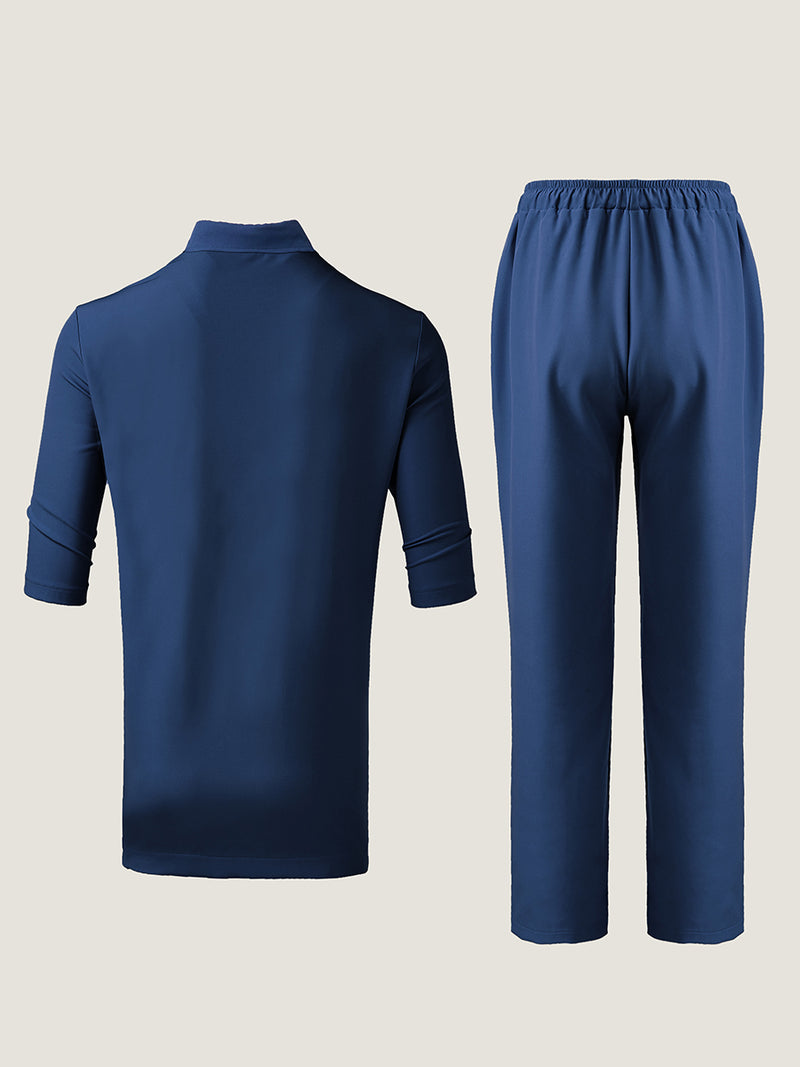 Plus Size Short Sleeve Button Down Men's Set
