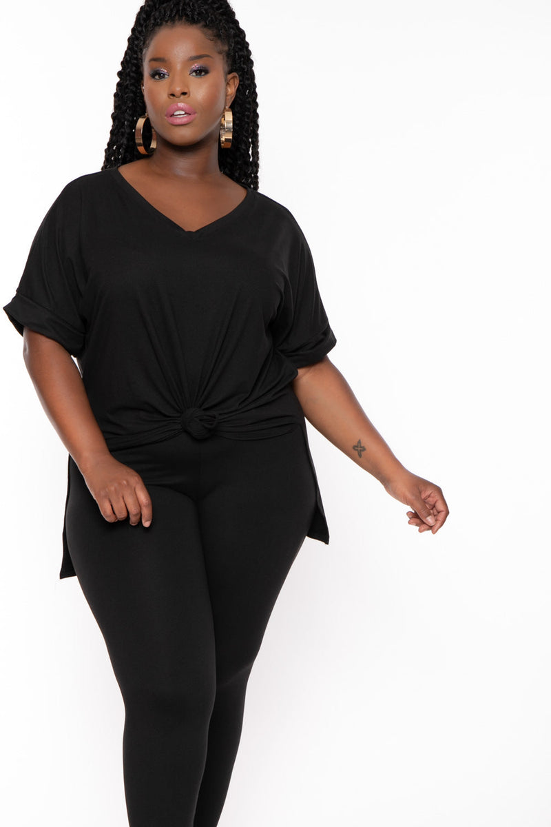 Plus Size Lexa Tee And Legging Pant  Set - Black