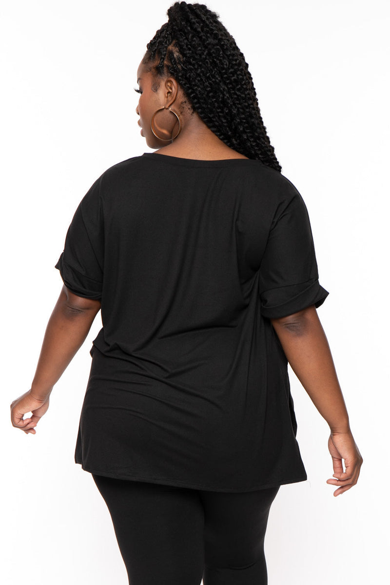 Plus Size Lexa Tee And Legging Pant  Set - Black