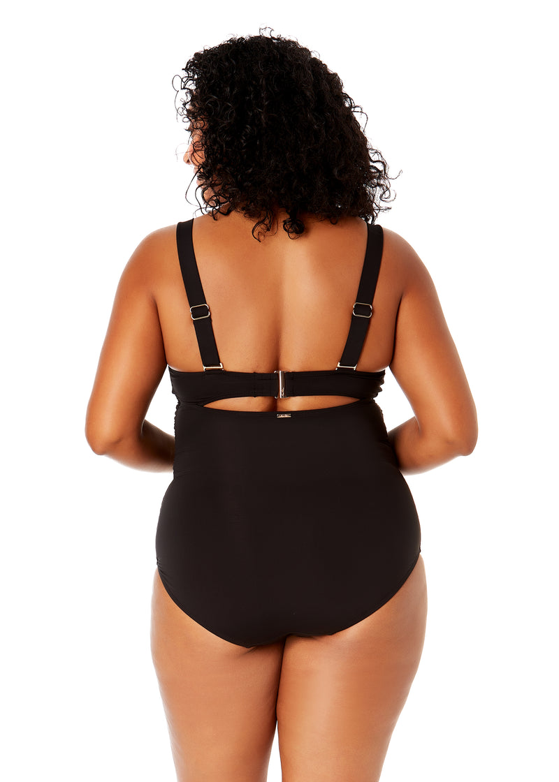 Women's Plus Size Live In Color Underwire Surplice One Piece Swimsuit