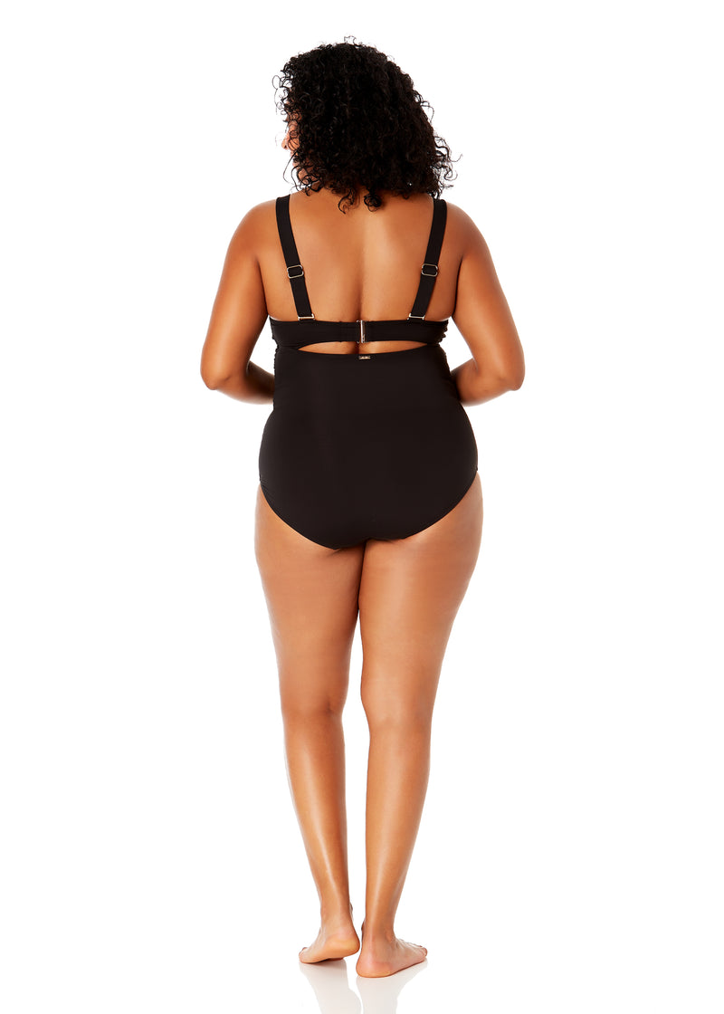 Women's Plus Size Live In Color Underwire Surplice One Piece Swimsuit