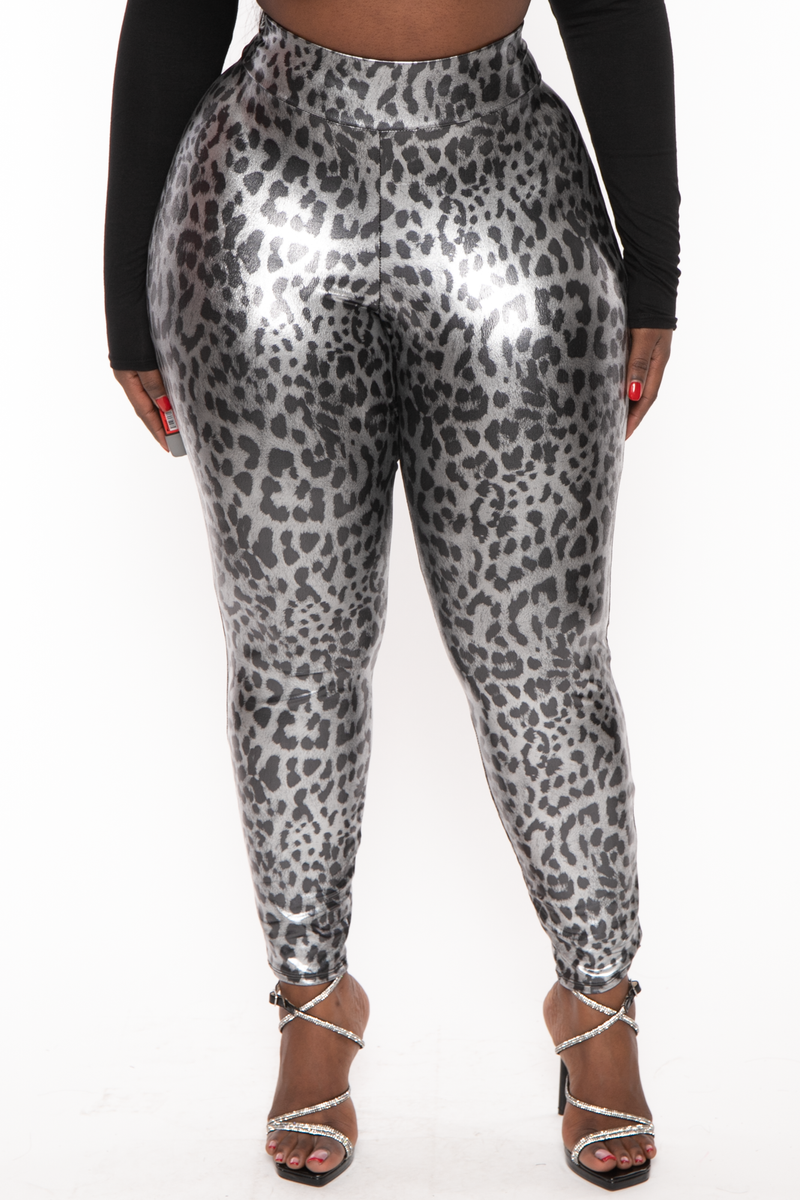 Plus Size Brie High Waist  Leggings- Silver