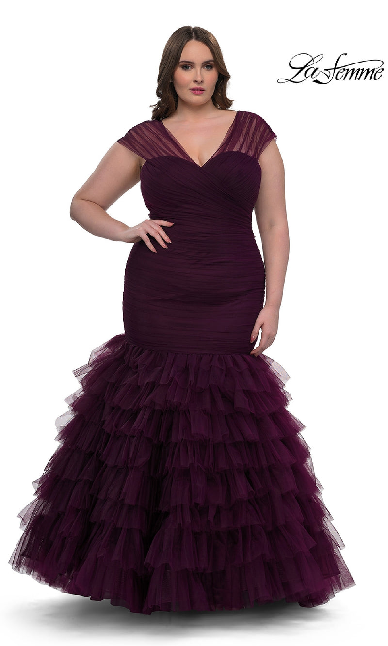 Plus-Size Long Mermaid Prom Dress: La Femme 32389