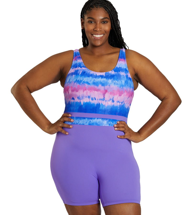 Sporti Plus Size HydroLast Malibu Sunrise Chlorine Resistant Scoop Back Unitard One Piece Swimsuit
