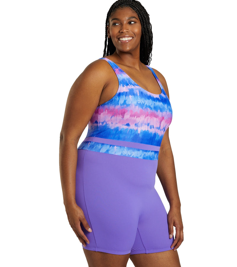 Sporti Plus Size HydroLast Malibu Sunrise Chlorine Resistant Scoop Back Unitard One Piece Swimsuit