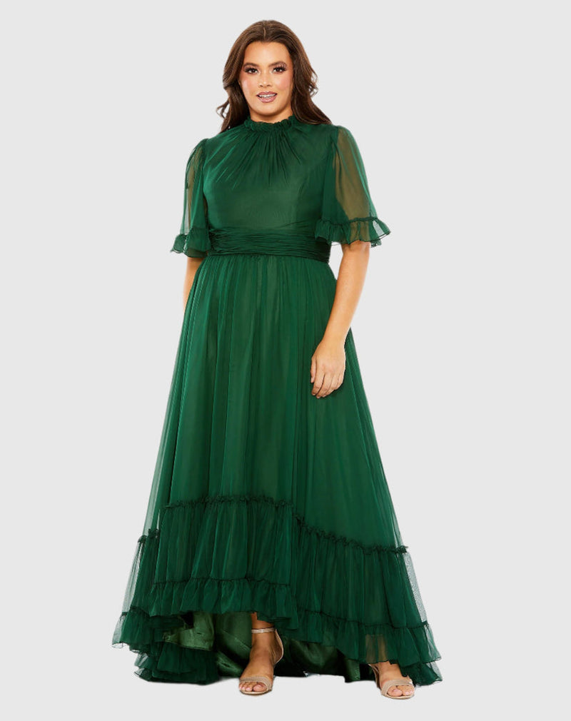 Mac Duggal 68427 High Low Formal Ruffle Tiered Plus Size Dress